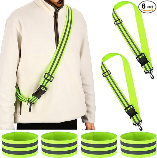 Saintrygo 6 Pcs Reflective Sash for Walking at Night Reflective Strap Arm Band High Visibility Belt Safety Ankle Strap for Visibility Vest Clothing Running Gear-StrideForce Fitness