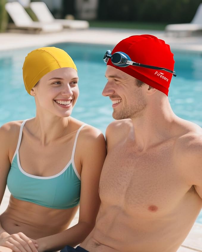 Firesara Fabric Swim Cap, High Elasticity Swimming Cap Keeps Hair Clean Breathable Fit Both Long Hair Short Hair, Swim Caps Woman Girls Men Kids One Size Hat-StrideForce Fitness