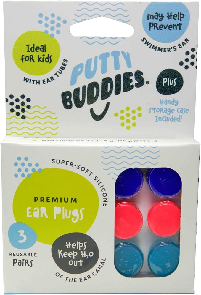 Earvolution Original Putty Buddies Ear Plugs for Swimming - Invented by an Ear Physician - Moldable, Premium Silicone Ear Plugs - One Size - Waterproof - Made in The USA - 3 Pair Pack-StrideForce Fitness