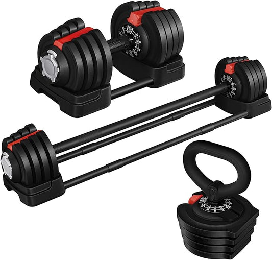 Yaheetech Adjustable Dumbbell Set Free Weight Dumbbells 40lbs/52.5lbs/90lbs Fast Adjust Dumbbells Dumbbell Weight Set, with Tray for Men/Women Strength Training Equipment-StrideForce Fitness