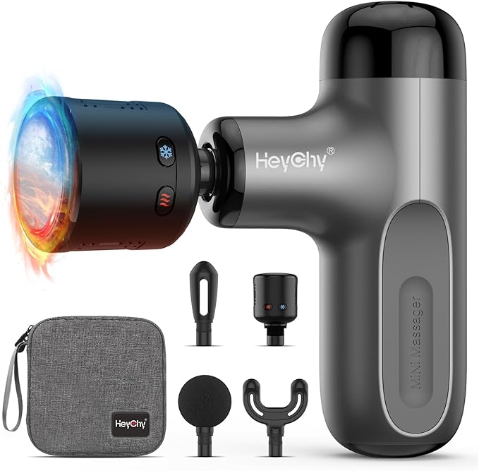 Mini Massage Gun with Heat and Cold, Deep Tissue Massage Gun, Portable Percussion Muscle Massager with 4 Massage Heads for Athletes-StrideForce Fitness