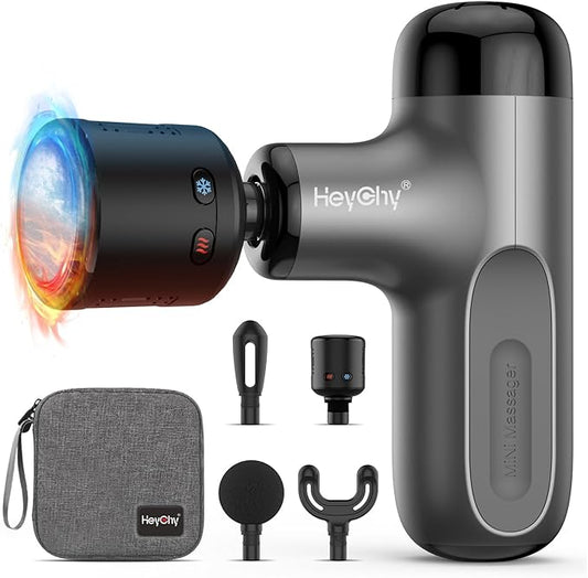 Mini Massage Gun with Heat and Cold, Deep Tissue Massage Gun, Portable Percussion Muscle Massager with 4 Massage Heads for Athletes-StrideForce Fitness