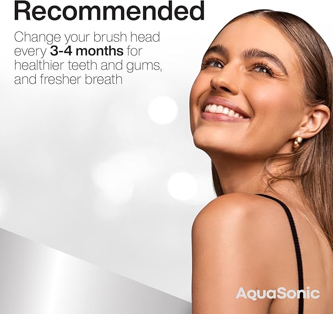 AquaSonic Genuine 2-Pack Activated Charcoal Brush Heads - Ultra Whitening Brush Heads - 2X Whitening & Stain Remover - for Black Series, Black Series Pro, Vibe Series, Duo Pro Series (White)