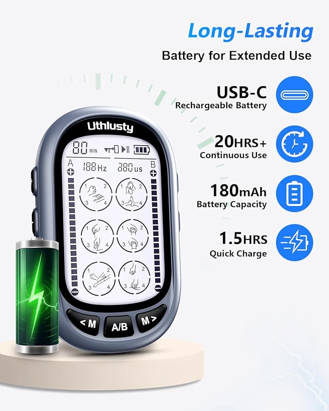 TENS Unit Muscle Stimulator for Pain Relief Therapy–Dual Channel 24 Modes TENS Machine&EMS Muscle Stimulator,Upgraded Large Screen Portable Muscle Stimulator for Back,Shoulder,& Neck Pain with 10 Pads-StrideForce Fitness