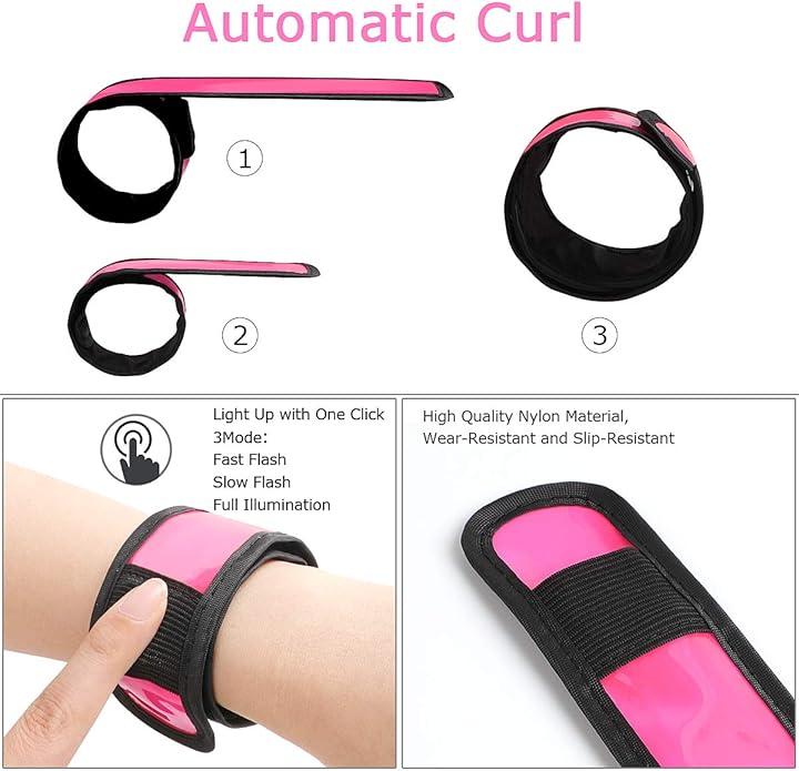 LOBKIN Safety Bracelets, LED Slap Armband Kids Walking at Night Safe LED Light Wrist Light Reflective Belt, Magic Band Running Lights for Runners-StrideForce Fitness