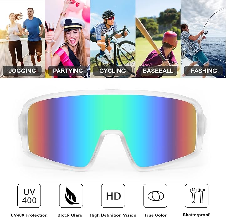 Karsaer Vision Sports Sunglasses Cycling Glasses Baseball Softball Sunglasses Unisex for Adult Youth Kids Boys Girls 8-16-StrideForce Fitness