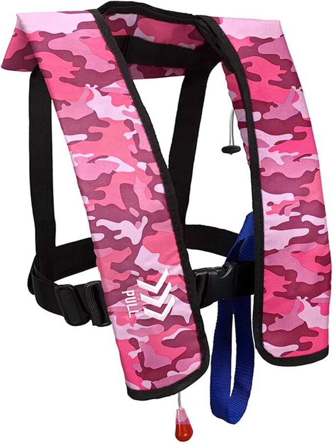Manual Inflatable Life Jacket|Life Vest for Adults|PFD Low Profile|Supports up to 330 lbs(YSH700)-StrideForce Fitness
