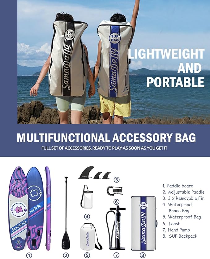 11'Stand Up Paddle Boards Surf Control with Premium SUP Board Accessories Backpack & Removable Fins, 34" Wide Inflatable Paddle Boards of All Skill Levels-StrideForce Fitness