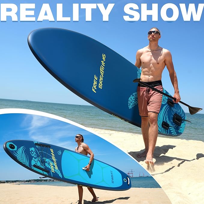 Inflatable Stand Up Paddle Board – Durable SUP for Adults & Youth,33" Wide Blow Up Paddle Board with Paddle, Pump, Backpack,Leash – All Around Stable for All Skill Levels, Carries up to 450 lbs-StrideForce Fitness