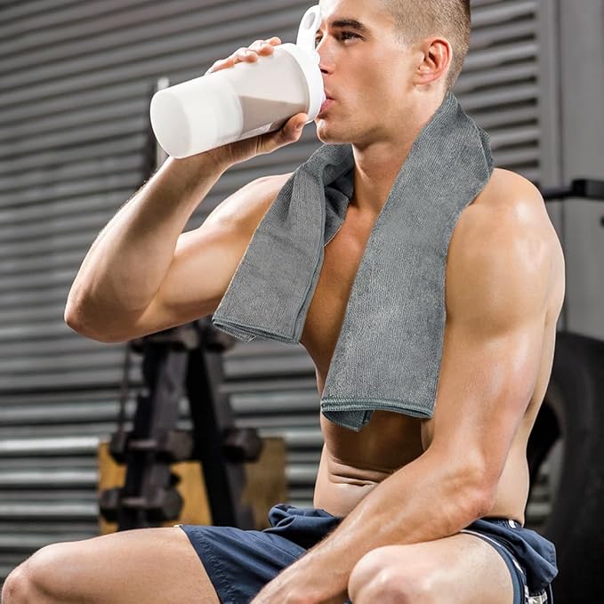 Orighty Gym Towels, Highly Absorbent Sweat Towels, Soft and Quick Drying Gym Towel for Daily Use, Multi-Purpose Towel for Sport, Salon, Spa, Hotel, 16 x 27 Inch, Grey, 3 Pack-StrideForce Fitness