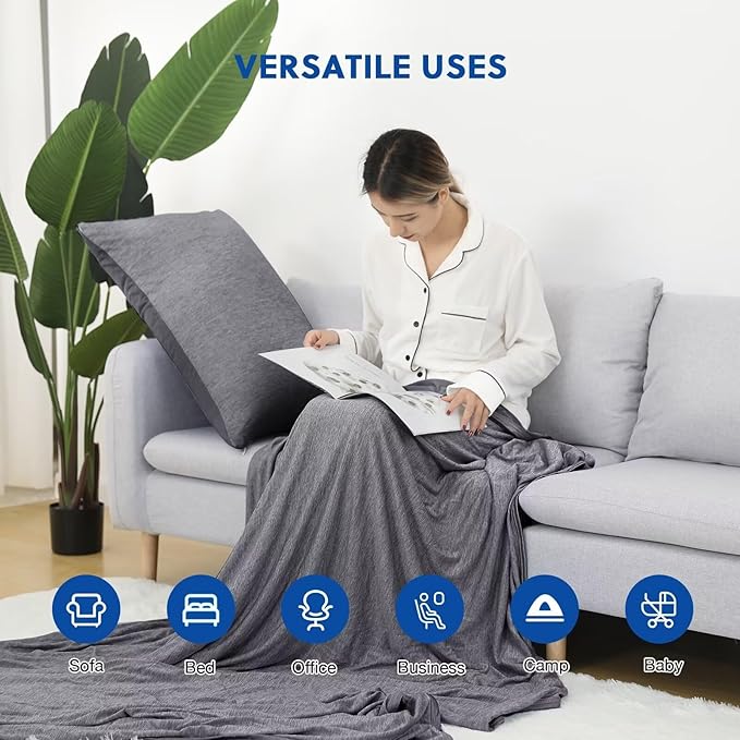 HOMFINE Cooling Blankets for Hot Sleepers - Summer Blanket Thin Lightweight Breathable Soft Double Side Enhanced Cooling for Bed Couch Sofa, Keep Cool for Night Sweats (Black, 108 x 90 inches)-StrideForce Fitness
