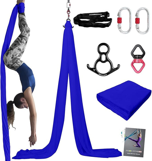 PRIOR FITNESS Aerial Silks Kit Colorful 9/15/20 Yards 40D Nylon Fabric Hammock Set With Hardware & Guide for All Levels Of Aerial Yoga Practice and Acrobatic Flying For Adults Aerial silk-StrideForce Fitness