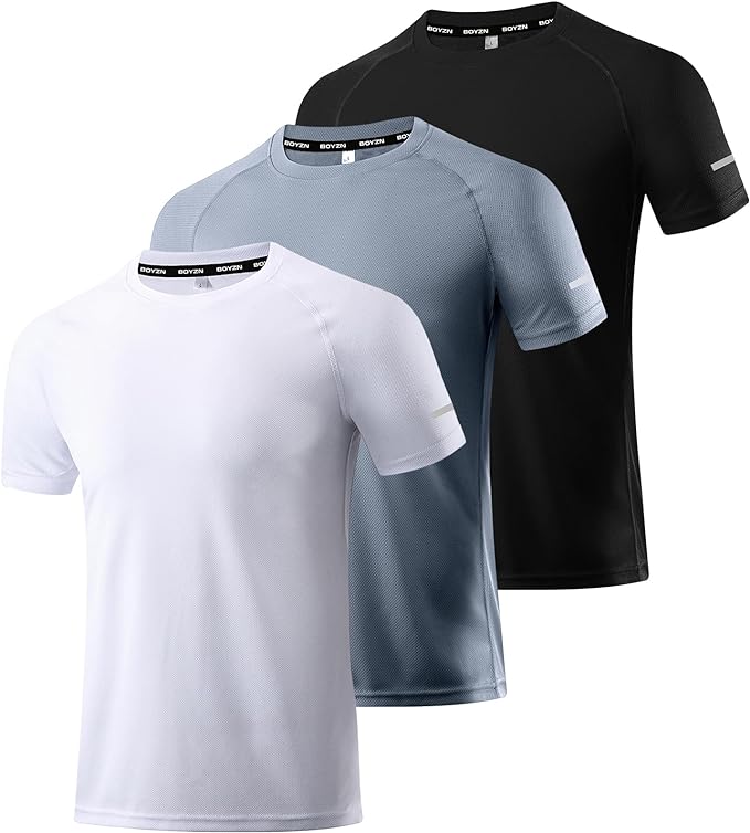 Boyzn 1, 3, 5 or 7 Pack Men's Workout Running Shirts, Dry Fit Moisture Wicking T-Shirt, Gym Athletic Short Sleeve Tee Shirts-StrideForce Fitness