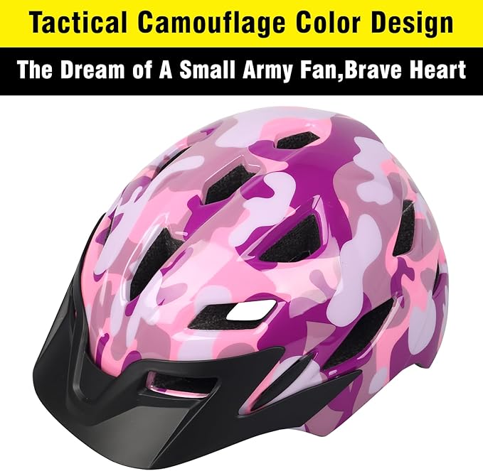 Kids Bike Helmet,Bavilk Kids Boys Girls Bike Helmets with LED Light Detachable Visor Children Youth Teen Multi-Sport for Skating Cycling Scooter Skateboard Adjustable & Lightweight 19.7"-22.4"-StrideForce Fitness