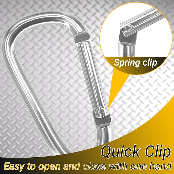 Heavy Duty Aluminum D Carabiner Clips & Key Rings, Black & Sliver Corrosion Resistant Keychain for Keys, Outdoor Sports, Hiking, Camping, Fishing & Hanging Gear-StrideForce Fitness
