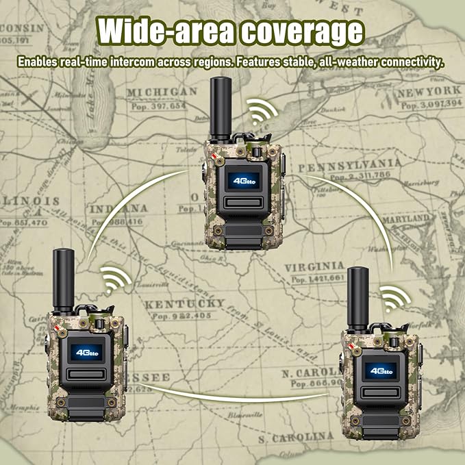 2Pcs 4G Camo Walkie Talkie for Adults,Long Range 4G 1000 Mile Rechargeable Two-Way Radios 3-Day Battery Runtime Ideal for Hiking,Camping,Work,and Emergency Use Portable Two-Way Outdoor Radio(SIM Card)-StrideForce Fitness