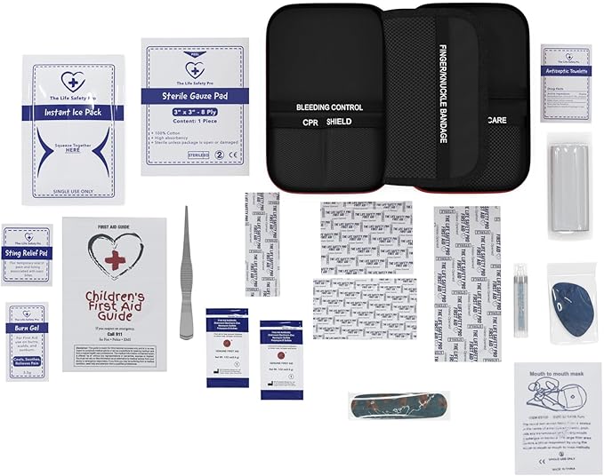 Small, First Aid and CPR Kit for children, toddler, and kids. Large Variety of Bandages to fit your childs injuries. Perfect travel first aid kit, Diaper Bag, Backpack, Car, and More. Quick and Effect-StrideForce Fitness
