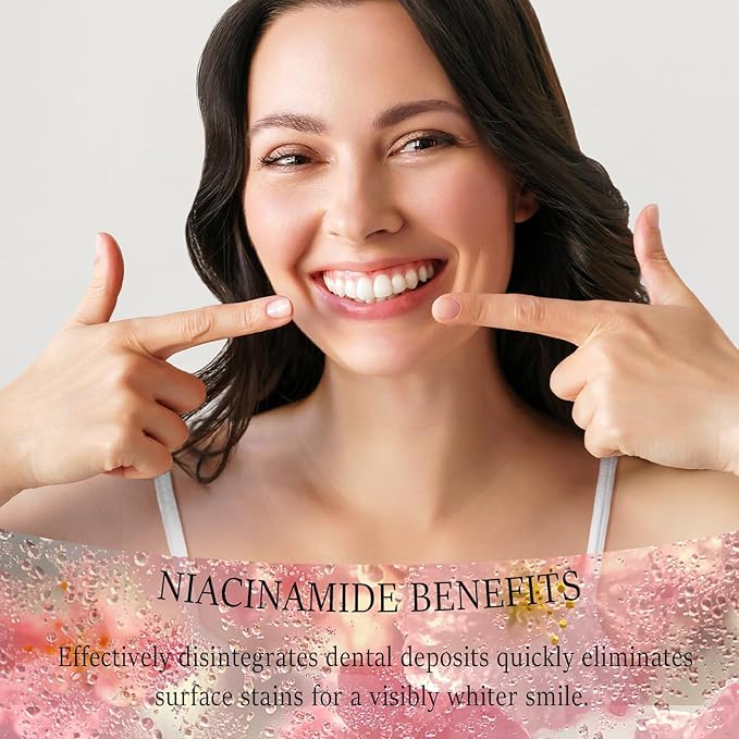 Niacinamide Whitening Toothpaste, Triple White Probiotic Whitening Toothpaste, Fluoride-Free| Sensitivity Relief | Fresh Breath & Stain Removal Formula | Sakura Peach Fragrance (1)