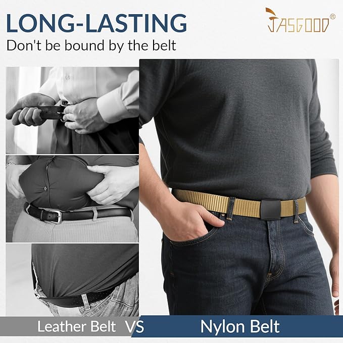 JASGOOD Nylon Canvas Breathable Military Tactical Men Waist Belt With Plastic Buckle-StrideForce Fitness