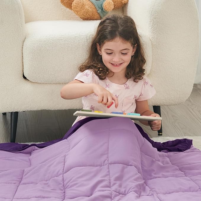 yescool Weighted Blanket (10 lbs, 41" x 60", Purple) Cooling Heavy Blanket for Sleeping Perfect for 90-110 lbs, Breathable Blanket with Premium Glass Bead, Machine Washable-StrideForce Fitness
