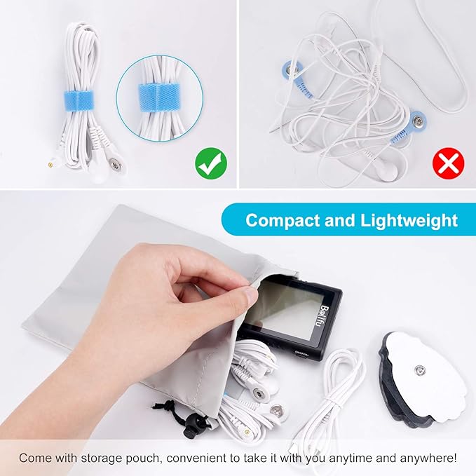 Belifu 4 Independent Channel TENS EMS Unit, 24 Modes,30 Level Intensity Muscle Stimulator Machine, Rechargeable Electric Pulse Massager with 10 Pads&5 Set Leads Wires, for Pain Relief Therapy(Black)-StrideForce Fitness