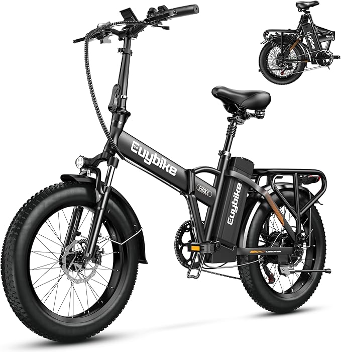 1000W Folding Electric Bike, 48V 20AH Large Removable Battery E Bike, 30+MPH, 80 Miles Max Range, 20" Fat Tire Electric Bike for Adults, Adult Electric Bicycles for Commute Beach Snow-StrideForce Fitness