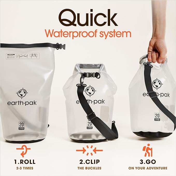 Earth Pak Waterproof Dry Bag - Roll Top Waterproof Backpack Sack Keeps Gear Dry for Kayak with Waterproof Phone Case-StrideForce Fitness