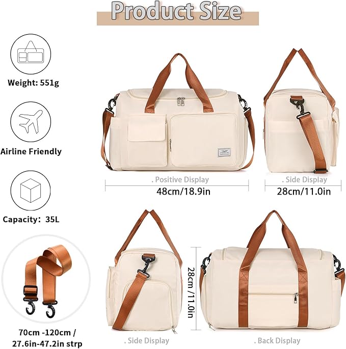 FIORETTO Women's Gym Duffle Bag with Shoes Compartment, 37L Capacity, Ideal for Travel, Gym, Sports, Duffel, Weekender-StrideForce Fitness