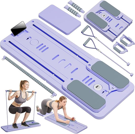 Pilates Reformer Set, ESBANY Pilates Board with Phone Holder, Multi-Purpose Foldable Pilates Reformer Machine, Portable Home Pilates Slider Board Equipment for Home Workout, Fitness, Exercise, Abs-StrideForce Fitness