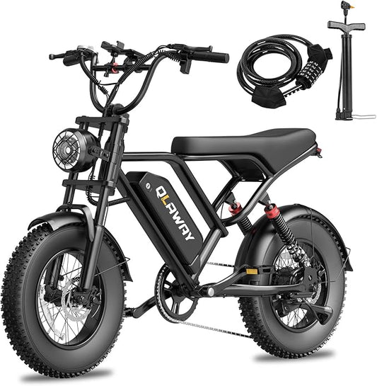 500W/750W Fat Tire Electric Dirt Bike for Adults, 48V 13.5AH/18AH Removable Battery 16"/20" Electric Motorcycle Ebikes with 31MPH Top Speed, 40-70 Miles Range, Full Suspension-StrideForce Fitness