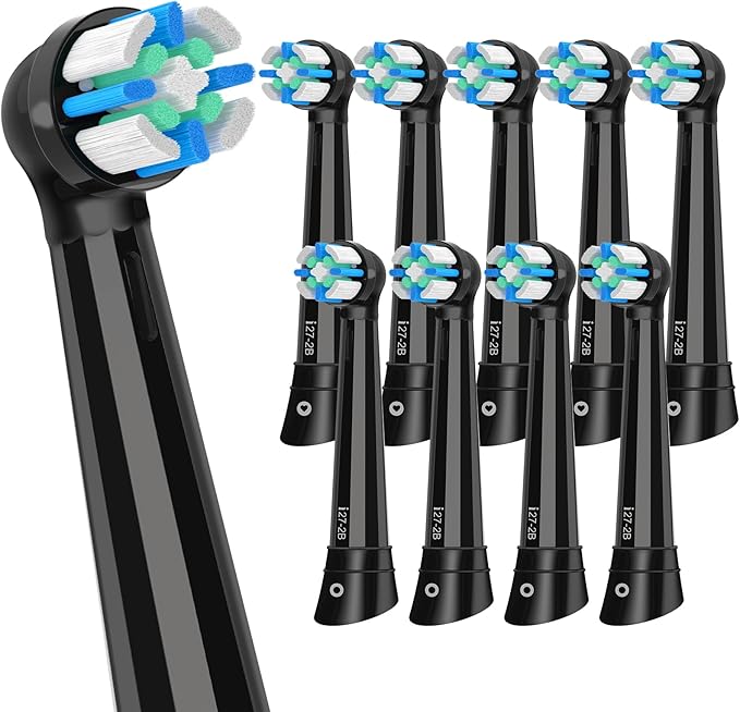 iO Replacement Heads Compatible with Oral B iO, for Oral B iO 2/3/4/5/6/7/8/9/10 Series Electric Toothbrushes, Medium Softness for Protect Teeth and Gums, 10 Black