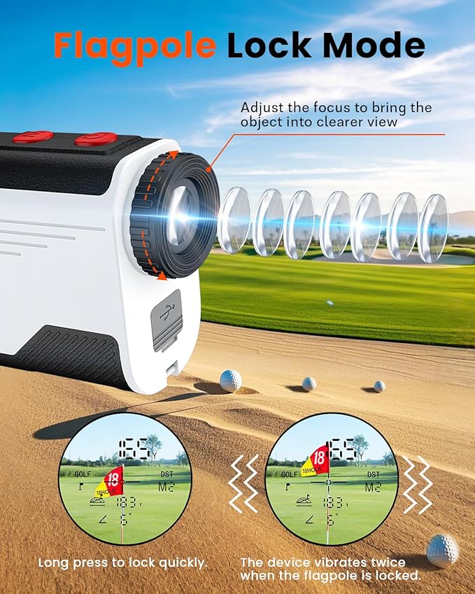 Golf Rangefinder with Slope - 1300/1500 Yards Laser Range Finder for Golf & Hunting, 7X Magnification, High-Precision Flag Locking Vibration, Rechargeable, IP54 Waterproof, Built-in Magnetic Strip-StrideForce Fitness