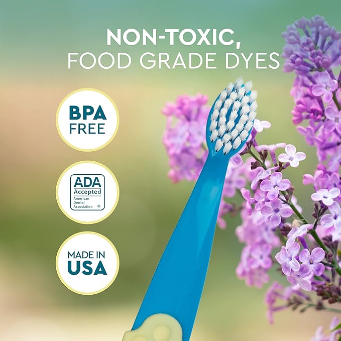 RADIUS Totz Plus Brush Kids Toothbrush Silky Soft BPA Free ADA Accepted Designed for Delicate Teeth & Gums for Children 3 Years & Up - WhiteCoral - Pack of 1