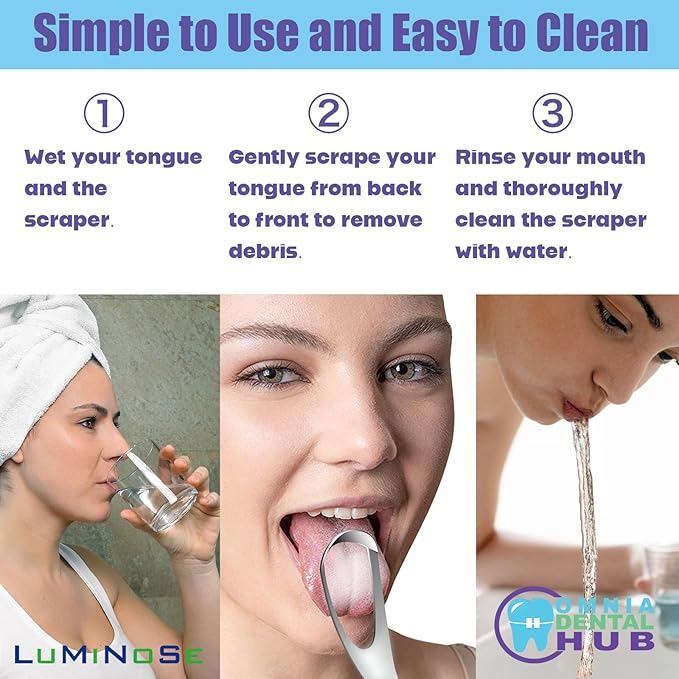Omnia Medical Grade Tongue Scraper | 2 Pcs Stainless Steel Tongue Cleaner, Metal Tongue Scraper with Travel Bag | Tongue Scrubber for Bad Breath
