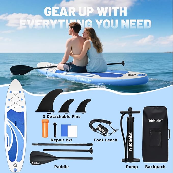 10' Inflatable Stand Up Paddle Board, Ultra-Light Wide Yoga Board for All Skill Levels with Premium SUP Paddleboard Accessories, 84L Waterproof Bag, Non-Slip Comfort Deck for Youth & Adults-StrideForce Fitness