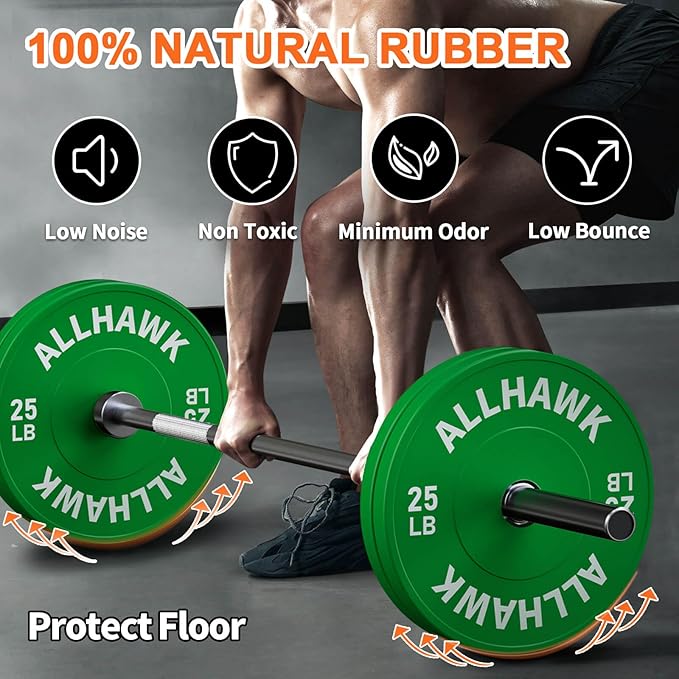 Colorful Olympic Bumper Plates, 2-inch Stainless Steel Insert, Virgin Rubber Weight Plate Set for Barbell Weight Lifting and Strength Training Home Gym-StrideForce Fitness