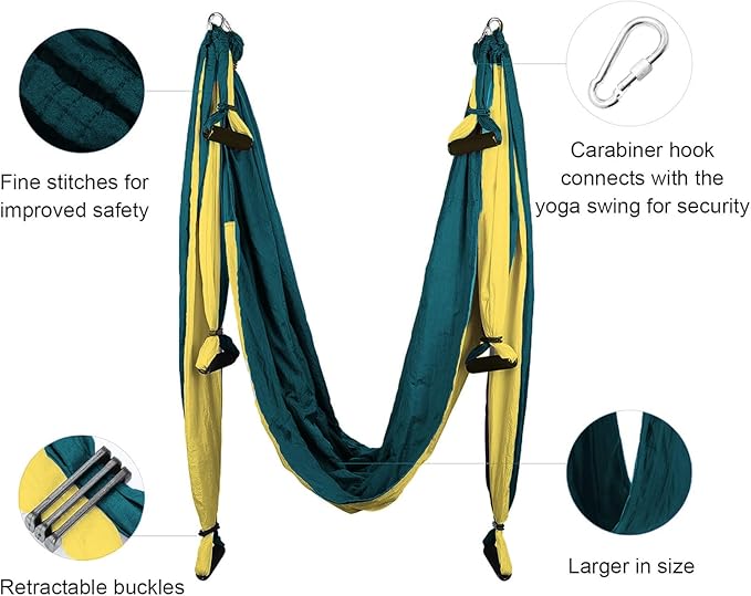 Premium Aerial Yoga Swing Hammock Inversion Therapy with 2 Free Extension Straps Easy Install for Home & Gym Fitness-StrideForce Fitness