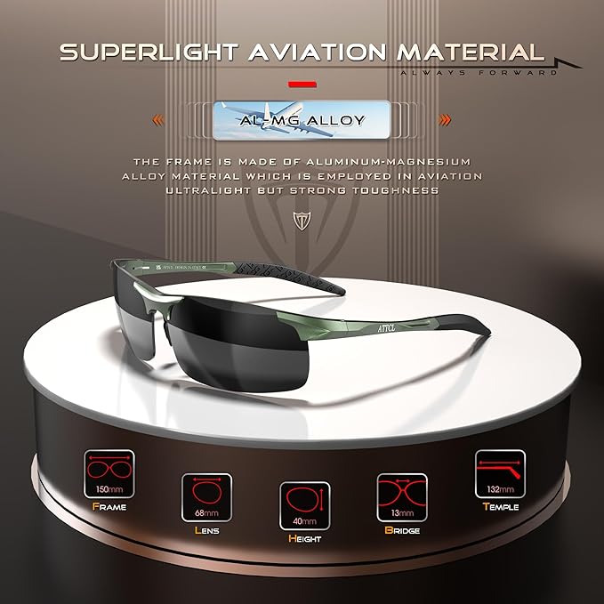 ATTCL Men's Sports Polarized Sunglasses Men for Driving running Fishing Golf - UV Protection Sun glasses Metal Frame-StrideForce Fitness