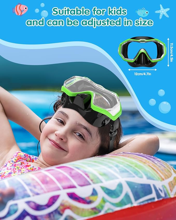W WSTOO Kids Swim Goggles with Nose Cover,Snorkel Diving Swimming Mask for Youth 5-15,HD 3-Window Wide Vision Anti-Shattered Lens Anti-Fog&Leak-StrideForce Fitness