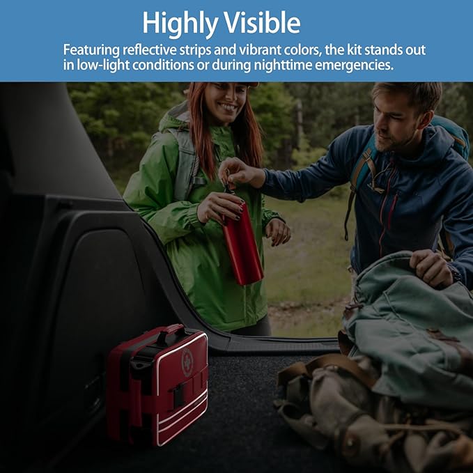 Comprehensive First Aid Kit, Premium Emergency Trauma Kits with Shoulder Strap for Car Camping Gear, Labelled Compartments Survival Kit, Home Essentials, Outdoor Emergency Medical Supplies -324 Piece-StrideForce Fitness