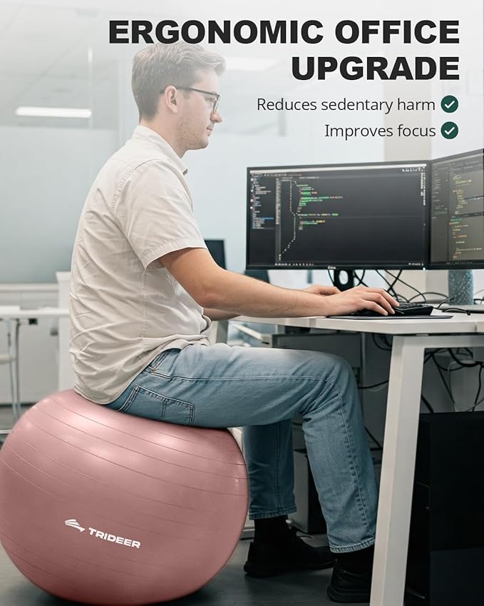 Trideer Yoga Ball – Anti-Burst Exercise Ball for Pregnancy, Office, Birthing, Stretching & Core Workout – Home Gym & Therapy-StrideForce Fitness