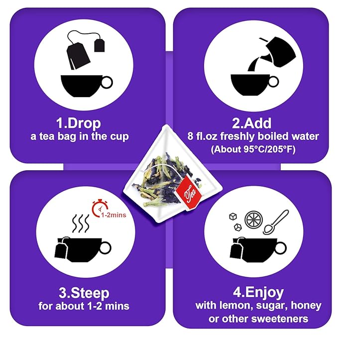 TEARELAE - Butterfly Pea Flower Tea - 50 Count Butterfly Pea Flower Tea Bags - Natural Coloring for Food, Baking, Iced Tea - Caffeine-Free, Non-GMO-StrideForce Fitness