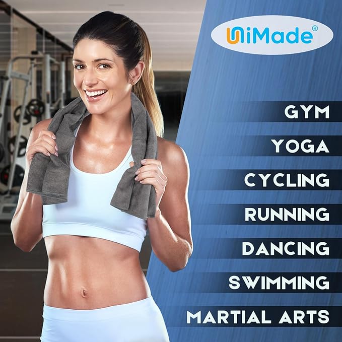 48 Pack Gym Towels Set - Highly Absorbent and Quick Drying Microfiber Salon Towels, Premium Hand Cloths for Bathroom, Gym, Shower, Hotel, and Spa - 16x27 inch (Grey)-StrideForce Fitness