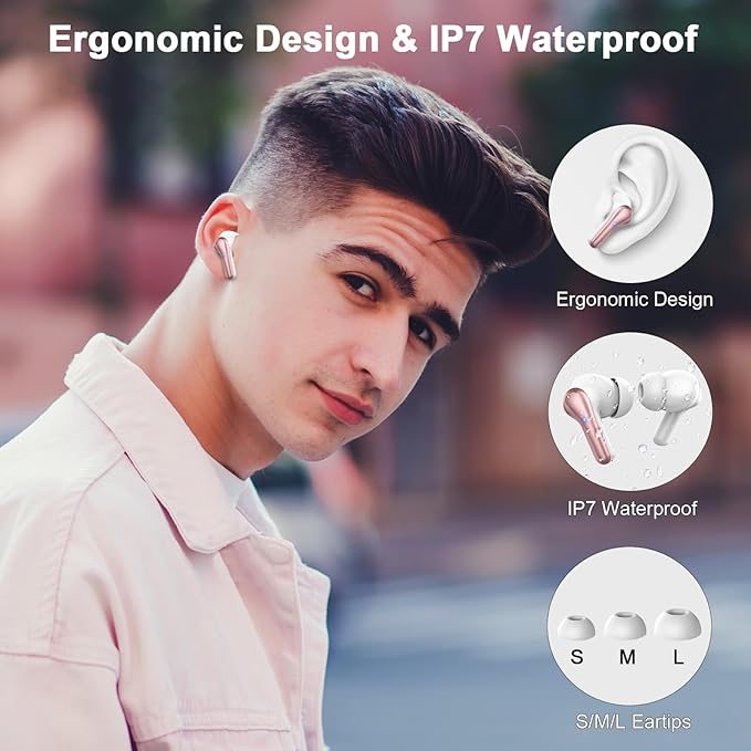 Wireless Earbuds Bluetooth 5.4 Headphones Noise Cancelling, 40H Playtime Bluetooth Ear Bud with Dynamic Drivers Stereo, Sports Earphones Wireless with LED Power Display for Laptop Pad Phones-StrideForce Fitness