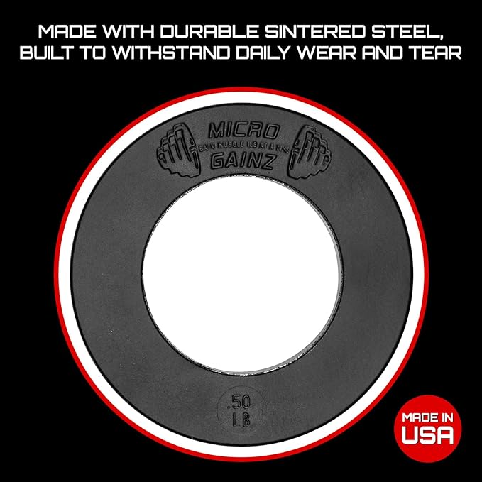 Micro Gainz Calibrated Fractional Weight Plate Set of 2 Plates, Choose Set (.25LB-1.25LB), Designed for Olympic Barbells for Strength Training & Micro Loading Bar Weights, Made in USA-StrideForce Fitness