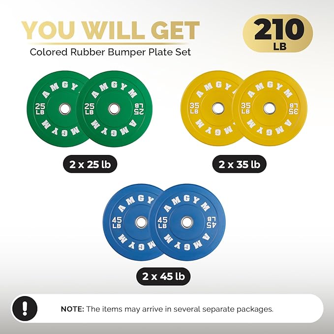 2 Inch Bumper Plates，10-500lbs，Barbell Rubber Olympic Weight Plates Set for Home Gym, Strength Training & Weight Lifting, Multiple Options Colors-StrideForce Fitness