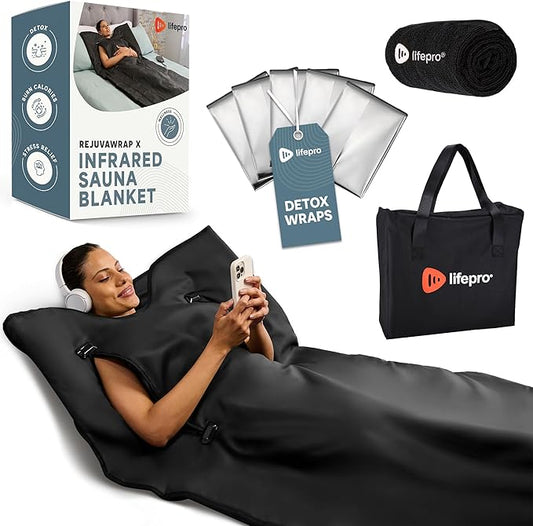 LifePro RejuvaWrap Infrared Sauna Blanket for Detox & Relaxation – Available in 5 Colors & 3 Models – Portable Far Infrared at Home Sauna for Muscle Relief, Circulation & Recovery – 9 Heat Levels-StrideForce Fitness