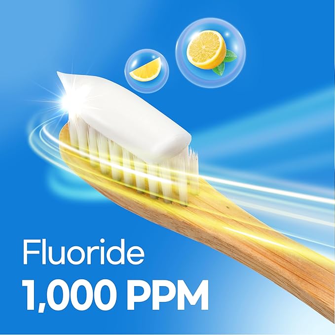 Plaque Care Toothpaste (3 Pack, Lemon Mint) – Deep Clean for Tartar Control & Heavy Plaque, Natural Whitening(Baking Soda), Cavity Protection, Paraben & SLS Free (3.52fl oz / 100g)