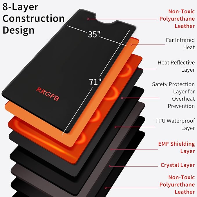 Low EMF Portable Infrared Sauna Blanket,Crystal Therapy Home Relaxation, Adjustable Timer 1-60 Min, 95-167℉ Temp Range, 6 ft x 2.95 ft, Durable PU Leather Cover-StrideForce Fitness
