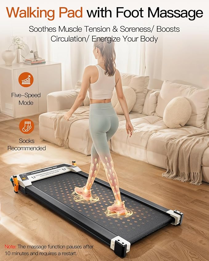 FUNRAY Versatile Walking Pad Treadmill with Incline - Dual-Sided Under Desk Treadmill with Foot Massage,2 in 1 Walking Machine for Home/Office with 330LBS Weight Capacity-StrideForce Fitness